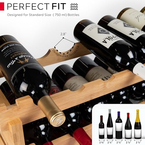 72 Bottle Stackable Modular Wine Rack Wine Storage Rack Solid Bamboo Wine Holder Display Shelves (72 Bottle)