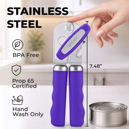 Stainless Steel Swing Open Manual Can Opener Comfortable Grip (Grape / Swing Open)