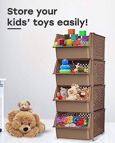 Stackable Storage Bins Open Front for Pantry Storage (4 Count)
