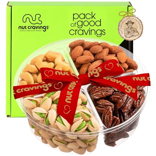 Mixed Nuts Gift Basket (3. Classic Red Ribbon - (4 Piece Assortment))