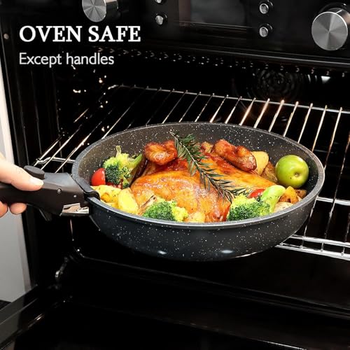 Ceramic Pots and Pans Set Non Stick (Dark Gray / 5PCS)