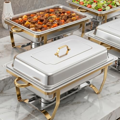 Chafing Dishes for Buffet 4 Pack (Gold / 4 Pack)