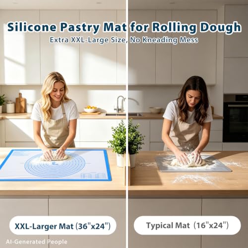 XXL Large Pastry Mat For Rolling Dough (Blue / 36"L x 24"W)