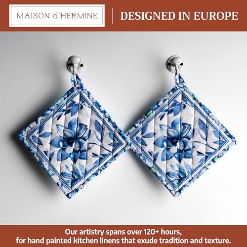Pot Holders 100% Cotton Potholders (028 - Summer Blues / 8" x 8" (Pot Holder Pack of 2))