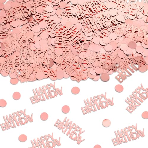 Rose Gold Happy Birthday Confetti for Table Decorations (Rose Gold Birthday)