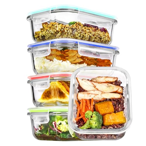 5Pack 22oz Glass Storage Containers with Lids (Multicolour / 22oz)