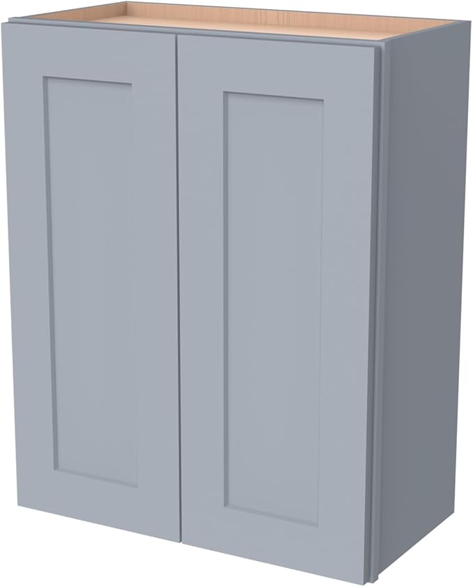 Wall-Mounted Cabinet – Solid Wood Shaker Style Medicine Cabinet with Adjustable Shelves & Soft-Close Doors for Bathroom, Kitchen, and Office Storage (Grey, 39" W x 12" D x 42" H)