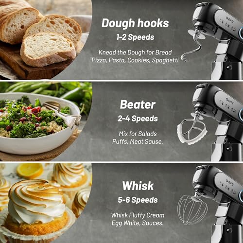 Stand Mixer 3.5QT&6QT Bowls Mixers Kitchen Electric Stand Mixer Black