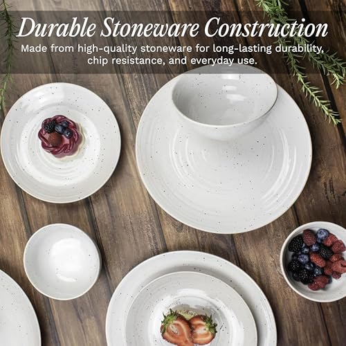Siterra 16 Piece Rustic White Stoneware Dinnerware Set (Rustic White / 16-Piece Set)