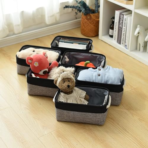 Storage Basket for Organizing (Black&Grey / Small -11.8Lx7.9Wx5.2H)