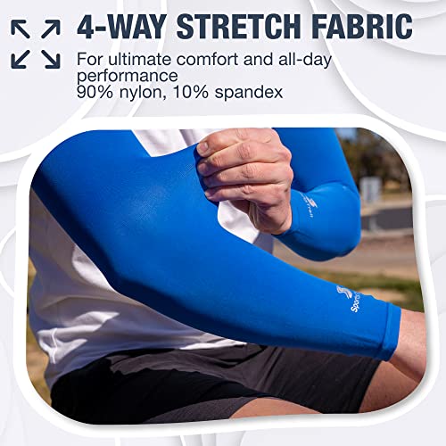 Cooling Arm Sleeves for Men & Women (2 Pairs: 1 Pair Black + 1 Pair Dark Blue / One Size)