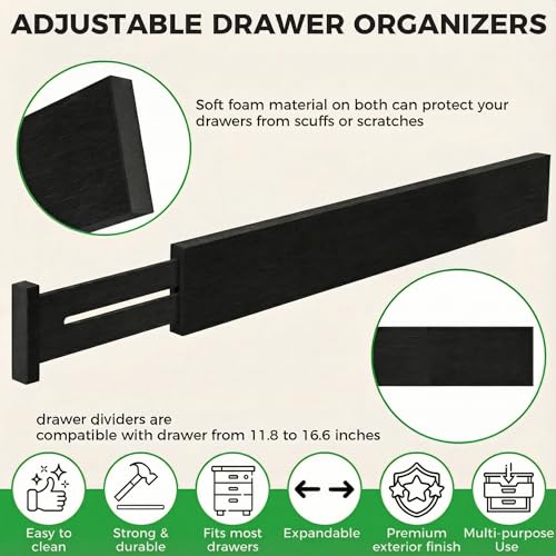 4 Pack Bamboo Drawer Dividers 2.6" High (4 Count)