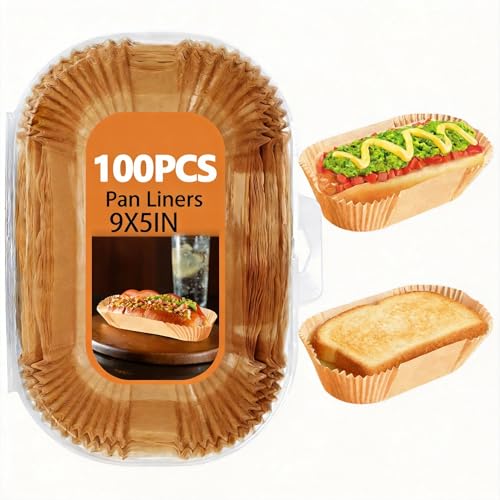 100 Pack 9x5 Inch Loaf Pan Liners (9x5in-Oval)