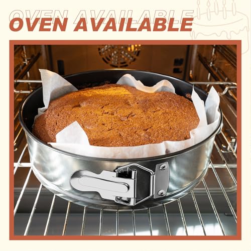 4 Pcs 8 Inch Non Stick Springform Pan with Removable Bottom Carbon Steel Round Springform Cheesecake Pan with Stainless Steel Spring Buckles for Baking Kitchens Restaurant (Gray / 8 Inch)
