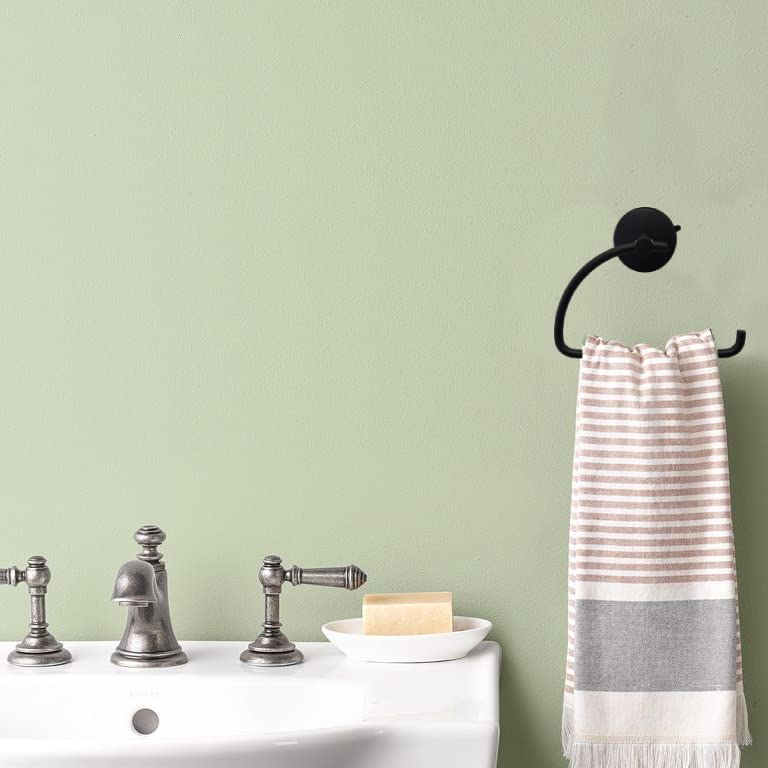 Suction Cup Hand Towel Ring Black Hand Towel Holder for Bathroom Wall SUS 304 Stainless Steel Kitchen Towel Hanger (Matte Black Style#1 / Style #01)