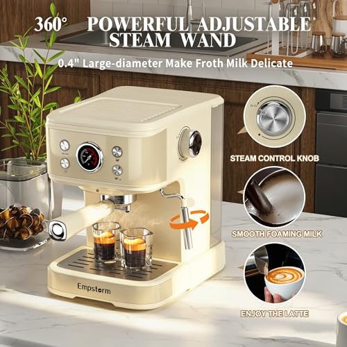04E 20 Bar Espresso Machine with Milk Frother Steam 1100W White (Minimalist)