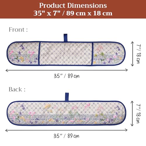 Double Oven Mitts 100% Cotton Double Oven Glove (015 - Faience / 7" x 35" (Double Oven Mitt))