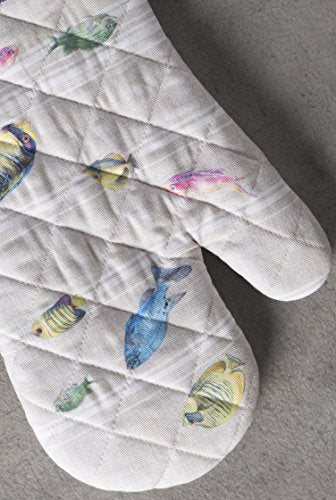 Maison d'Hermine Oven Gloves 100% Cotton Oven Mitt (108 - Poisson / 7.5" x 13" (Oven Mitt))