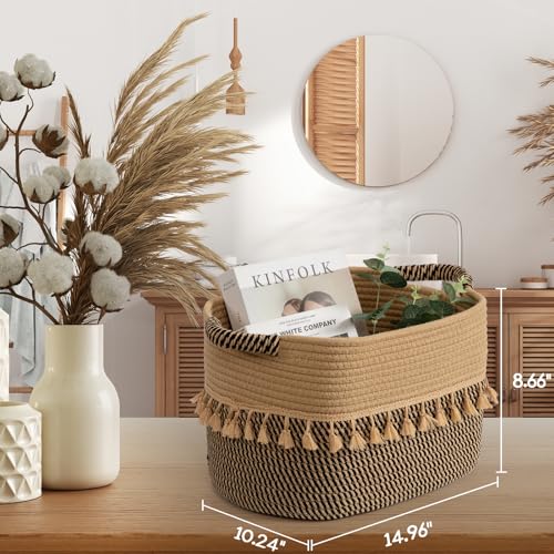 Set of 2 Baskets for Organizing (Black & Jute / 2 Pack)