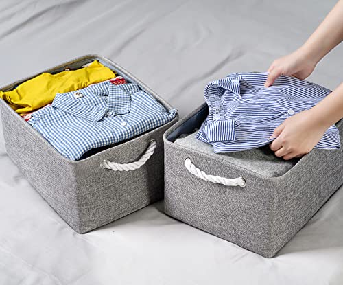 Storage Bins Medium 3 Pack Storage Baskets for Organizing Shelves (Grey / 3PCS/Medium -13.8Lx9.8Wx6.7H)