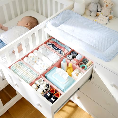 Drawer Organizer Clothes Storage (Pink / 28 Pack)