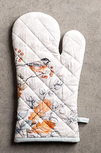 100% Cotton Oven Mitt & Pot Holder Set (063 - Whitish Shabby Chique / 7.5" x 13" & 8" x 8" (Oven Mitt & Pot Holder))