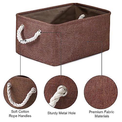 WarmHome Fabric Storage Bin Shelf Basket for Home (Brown / 3PCS/Medium -13.8Lx9.8Wx6.7H)