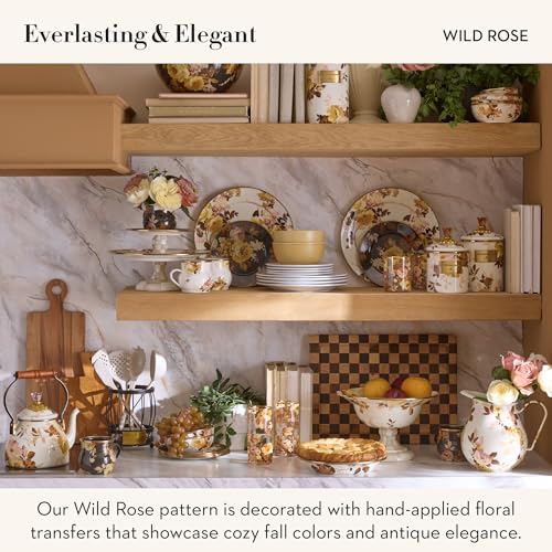 Enamel Utensil Holder (White Wild Rose)