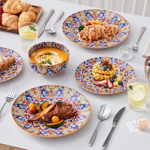 12 Pieces Dinnerware Sets (Service for 4 (12 Pcs) / Bohemian Orange)