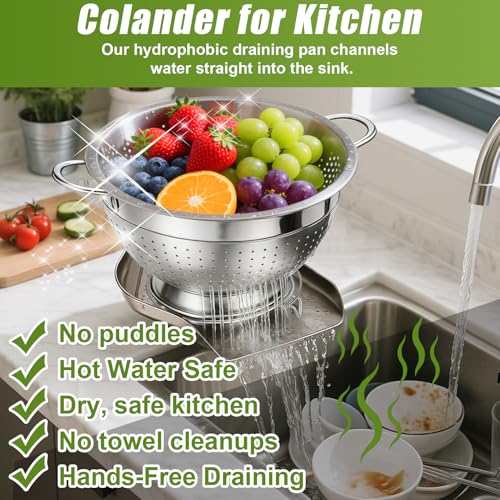 Stainless Steel Colander Set with Handles & Self (3 Sizes Colander Set with Handles & Self-Draining Base)