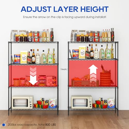 4 Tier Wire Shelf (Black / 35×13×53)