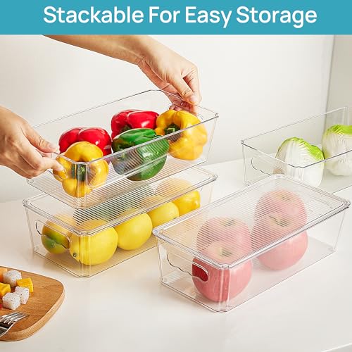 2pcs Clear Stackable Storage Bins with Lids (With Lid)