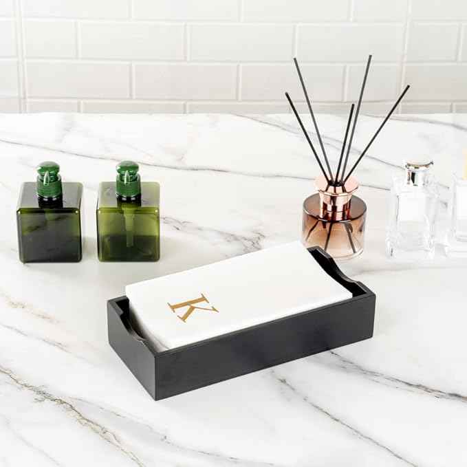 Luxenap 15.8 X 7.9 Inch Linen-Feel Guest Towels, 2000 Lettered Hand Towels - Gold Letter 'K', Sans Serif Font, White Paper Dinner Napkins, airlaid, For Restrooms And Tables
