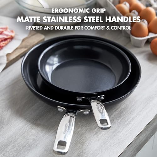 Chatham Prime Midnight Hard Anodized Healthy Ceramic Nonstick (10" and 12" Frying Pan Skillet Set)