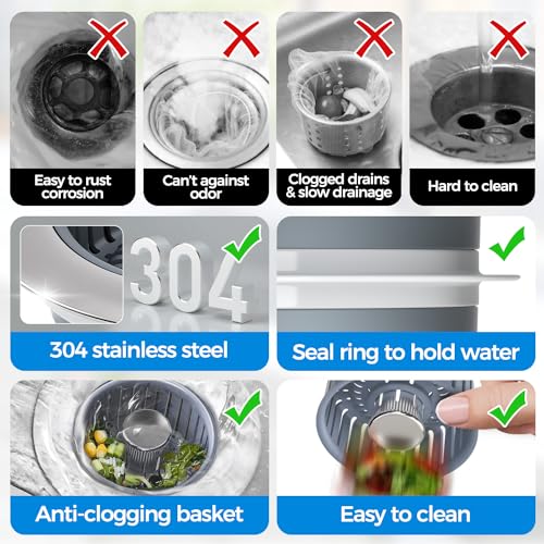 3 in 1 Kitchen Sink Stopper Strainer Basket Pop (Silver)