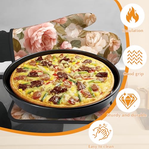 Pink Roses Oven Mitts and Pot Holders Set (4 Count)