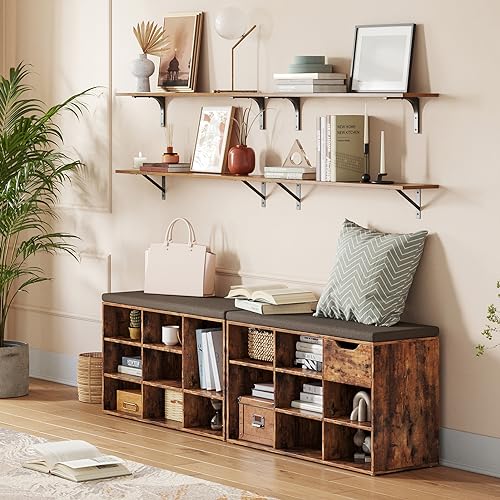 Long Wall Shelves (Rustic Brown / 31.5 Inch)