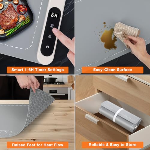 Extra Long Warming Mat for Food (XXX Large Size: 43"x15" / Gray)
