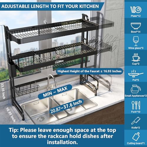 Over Sink Dish Drying Rack (Black)