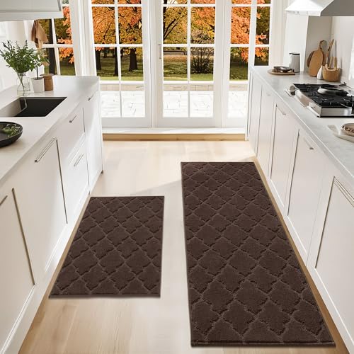 Soft Kitchen Rugs Set of 2 Non Slip 24"x35"+24"x60" (7.1666 Sq Ft)
