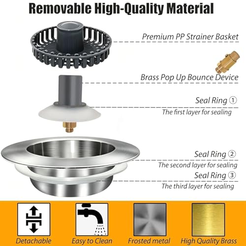 Kitchen Sink Drain Strainer (Brushed Nickel)