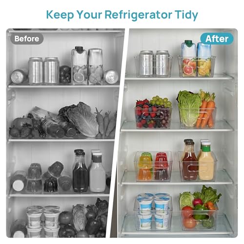 6pcs Clear Storage Bins with Handles (Without Lid)