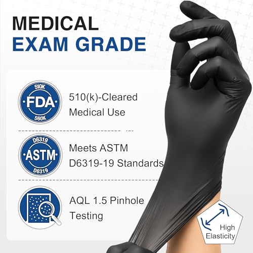 Black Nitrile Gloves (Black / Large)