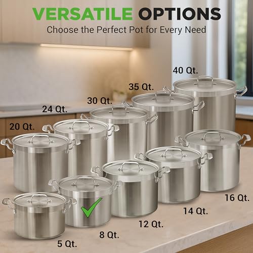 8 Qt Heavy Duty Stockpot with Stainless Steel Lid
