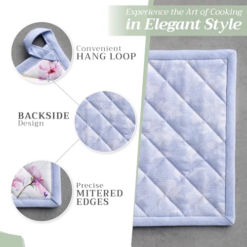 Pot Holders 100% Cotton Potholders (068 - Summer Floral / 8" x 8" (Pot Holder Pack of 1))