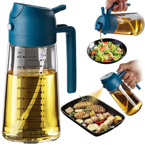 16oz 470ml Glass Olive Oil Sprayer for Cooking (Navy)