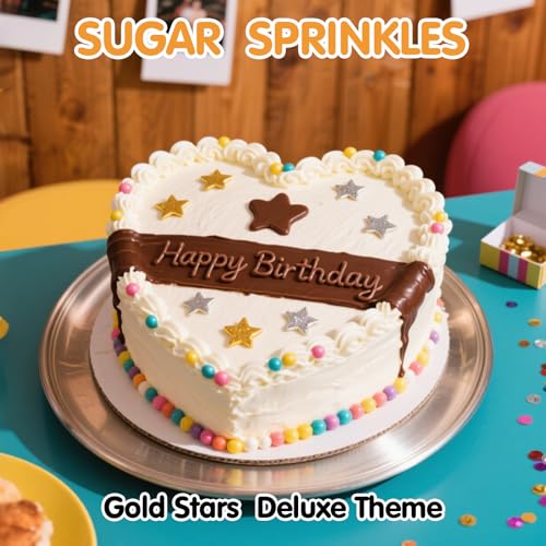 Edible Gold Stars Sprinkles for Cake Decorating (4.5 Ounce)