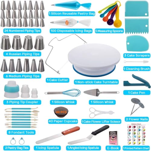 207 Pcs Cake Decorating supplies Kit for Beginners Cake Turntable