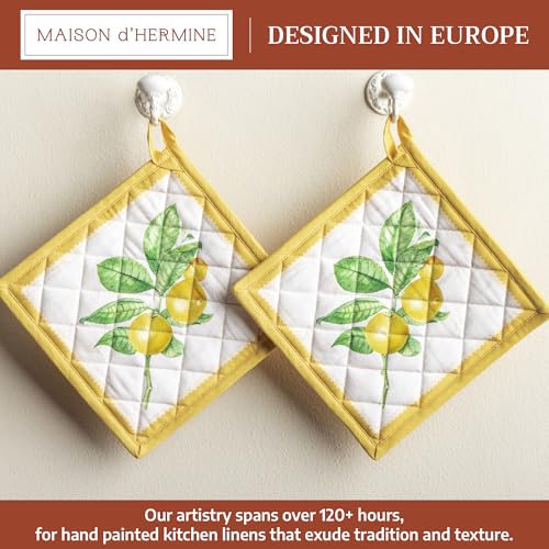 Pot Holders 100% Cotton Potholders (004 - Limoncello / 8" x 8" (Pot Holder Pack of 2))