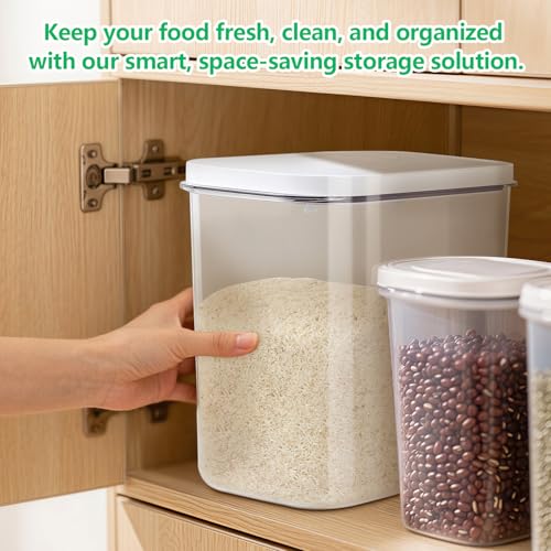 Airtight Rice Container 25 Lbs with Handle and Cup (12.68Qt-Rectangle)